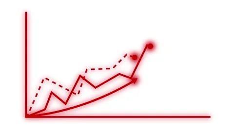 Glowing Line Graph on White Background Animation, A glowing line graph with.. Stock Footage 304264392