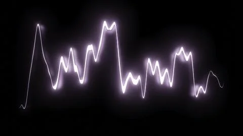 Glowing line oscillates on black background. Design. Bright neon line pulsates Stock Illustration