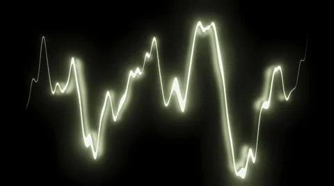 Glowing line oscillates on black background. Design. Bright neon line pulsates Stock Illustration
