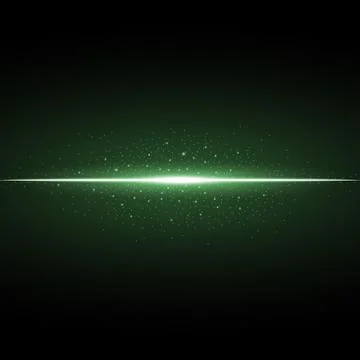 Glowing line with sparks, light effect, green color Stock Illustration
