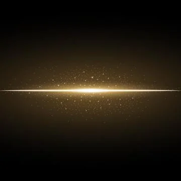 Glowing line with sparks, light effect, golden color Stock Illustration