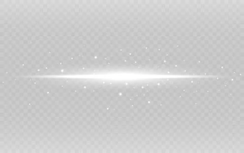 Glowing line. White horizontal light on transparent backdrop. Abstract glow Stock Illustration