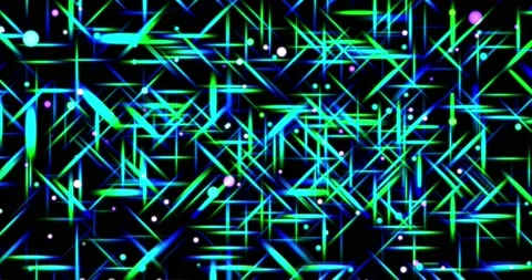 Glowing lines and dots of blue and green shades Stock Footage 142366626
