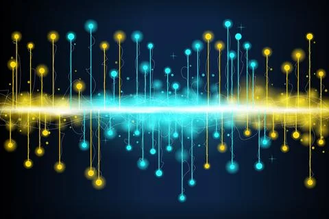 Glowing lines and dots creating a futuristic background Stock Illustration