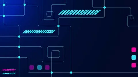 Glowing lines and dots with rectangular shapes for futuristic technology 스톡 일러스트