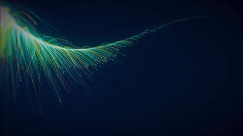 Glowing lines and light particles on dark blue background Stock Footage 124957790