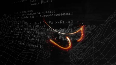 Glowing lines and mathematical equations on digital grid animation background Stock Footage 306170008