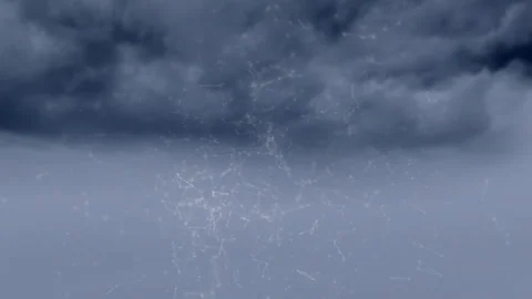 Glowing lines and nodes forming network over stormy sky in animation Stock Footage 305885589