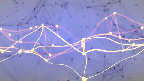 Glowing lines and nodes forming abstract network over blurred geometric Stock Footage 306199956