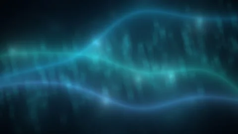 Glowing lines and particles flow across a dark blue background Stock Footage 330922233