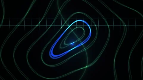 Glowing Lines Forming Abstract Energy Waves with a Blue Loop as a Digital V.. Stock Footage 343705086