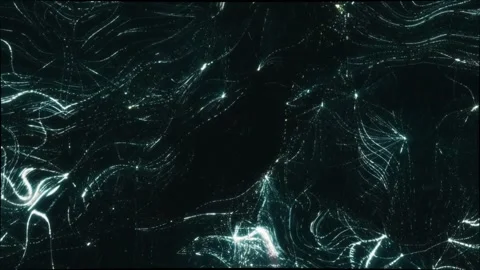 Glowing lines forming dynamic waves on dark background Stock Footage 279678894