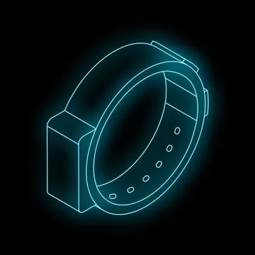 Glowing lines forming smart watch on black background Stock Illustration