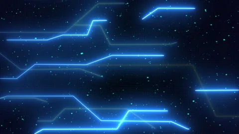 Glowing lines Movement on Loop dark black Backgrounds with floating particles Stock Footage 267832329
