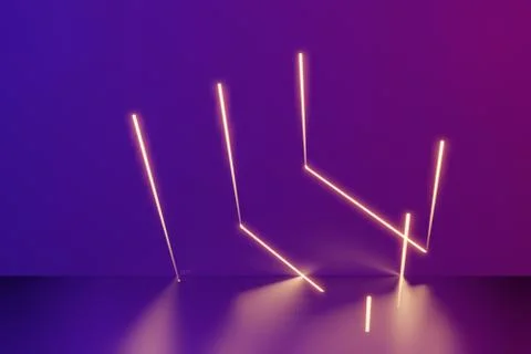 Glowing lines, neon lights, virtual reality, abstract background, square portal Illustrazione stock