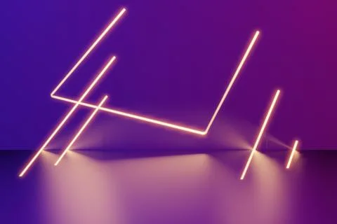 Glowing lines, neon lights, virtual reality, abstract background, square portal Illustrazione stock