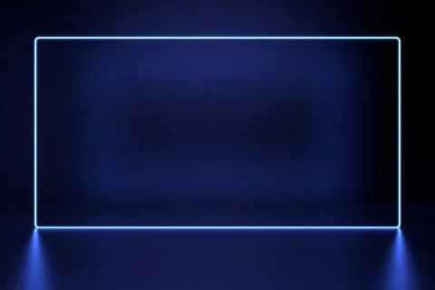 Glowing lines, neon lights, virtual reality, abstract background, square portal Stock-Illustration
