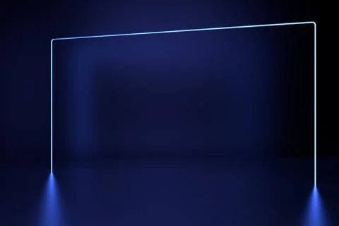 Glowing lines, neon lights, virtual reality, abstract background, square portal Illustrazione stock