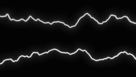Glowing lines vibrate and move in waves on black background. Design. Moving Stock Illustration