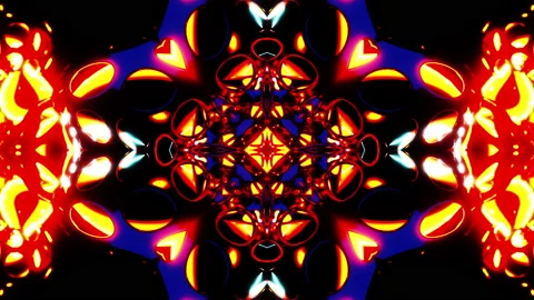 Glowing liquid changing shape. Kaleidoscope VJ loop Video stock 207434706