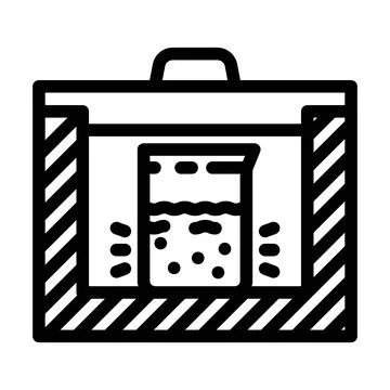 Glowing liquid container radioactive pollution line icon vector illustration Stock Illustration