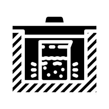 Glowing liquid container radioactive pollution glyph icon vector illustration Stock Illustration