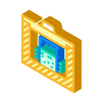 Glowing liquid container radioactive pollution isometric icon vector illust.. Stock Illustration