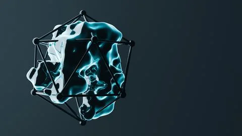 Glowing Liquid Core Within Geometric Frame イラスト素材