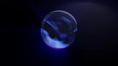 Glowing liquid in a sphere. Magic in the ball. Blue glow. Stock Footage 252306260