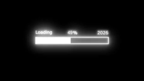 Glowing Loading Bar with 2026 Progress Animation Video stock 314660585