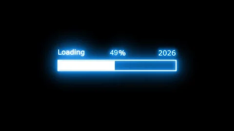 Glowing Loading Bar with 2026 Progress Animation Video stock 314660624