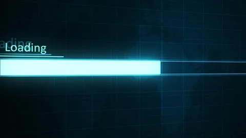Glowing loading bar on a dark world map background with grid lines animatio.. Stock Footage 340385245