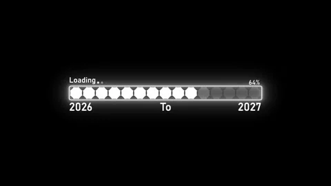 Glowing loading bar percentage progress from 2026 to 2027 animation, Simple.. Stock Footage 340387702