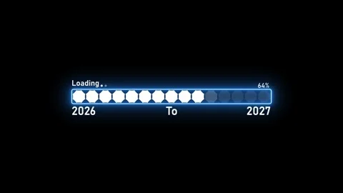 Glowing loading bar percentage progress from 2026 to 2027 animation, Simple.. Stock Footage 340387711