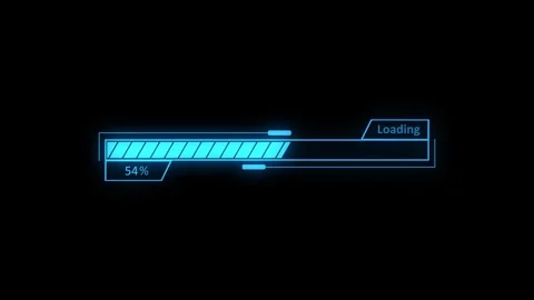Glowing loading bar showing percentage progress modern digital interface de.. Stock Footage 340385424
