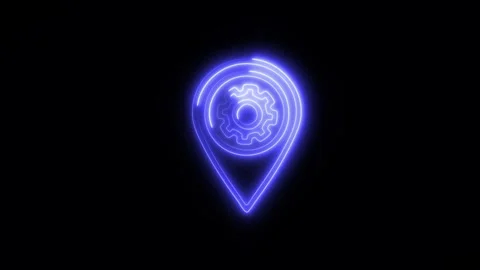 Glowing Location Setting Icon and Symbol in HD Video Neon Stock Footage 304558880