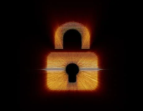 Glowing lock, safe protection Stock Illustration