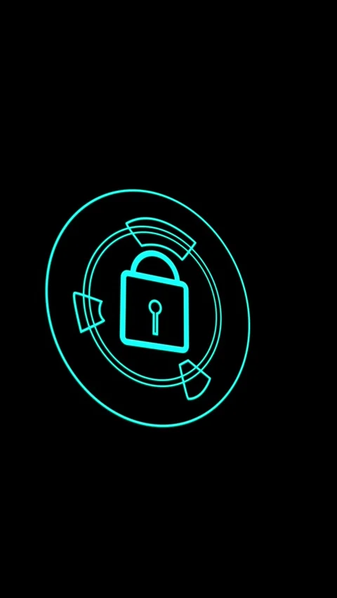 Glowing lock symbol with sound waves Stock Footage 337461975
