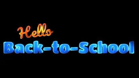 Glowing looping back to school word neon frame effect, black background. Illustrazione stock