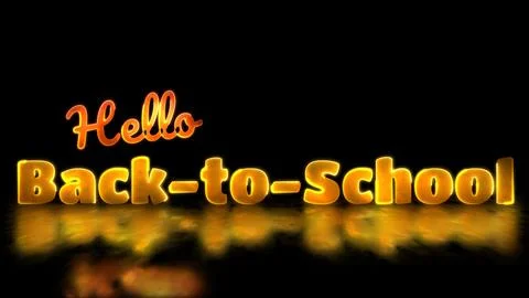 Glowing looping back to school word neon frame effect, black background. Stock Illustration