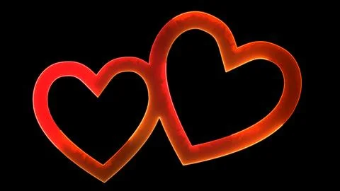 Glowing looping heart shape neon effect, black background. イラスト素材