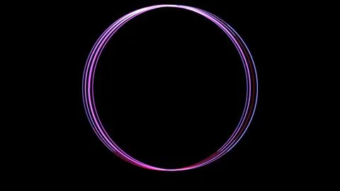 Glowing looping icon circle neon effect, black background Illustrazione stock