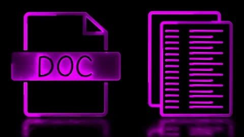 Glowing looping icon document neon effect, black background Vídeos de archivo 266422292