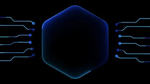 Glowing looping icon, modern technology, neon effect, black background Иллюстрация