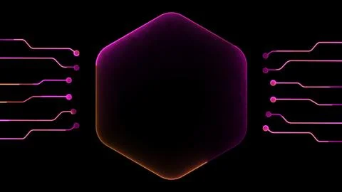 Glowing looping icon, modern technology, neon effect, black background 스톡 일러스트