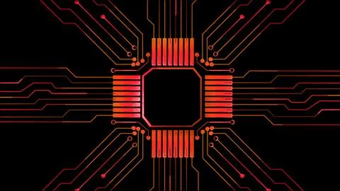 Glowing looping icon, modern technology, neon effect, black background 스톡 일러스트