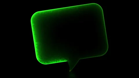Glowing looping icon text bubble neon effect, black background Stock Footage 266422452