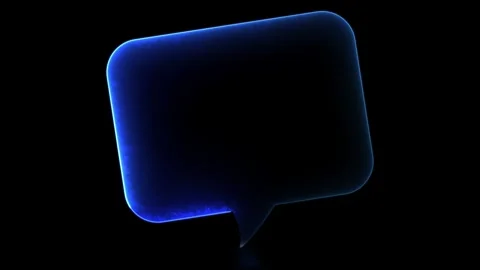Glowing looping icon text bubble neon effect, black background Stock Footage 266422457