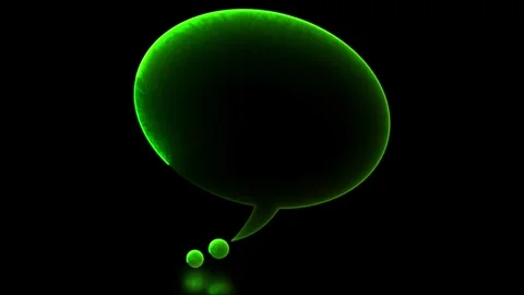 Glowing looping icon text bubble neon effect, black background Stock Footage 266422463