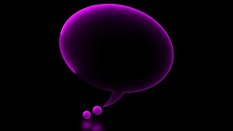 Glowing looping icon text bubble neon effect, black background Stock Footage 266422484